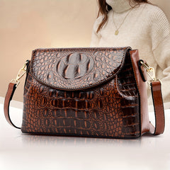 Vintage Crocodile Embossed Square Bag Classic Crossbody Bag
