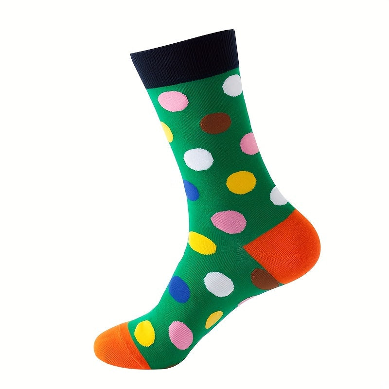 5 Pairs Polka Dot Print Socks Comfy Soft Mid Tube Women's Stockings
