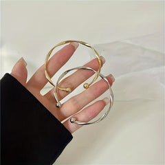Golden Silver Wave Pattern Bracelet Twisted Cuff Bangle for Girls