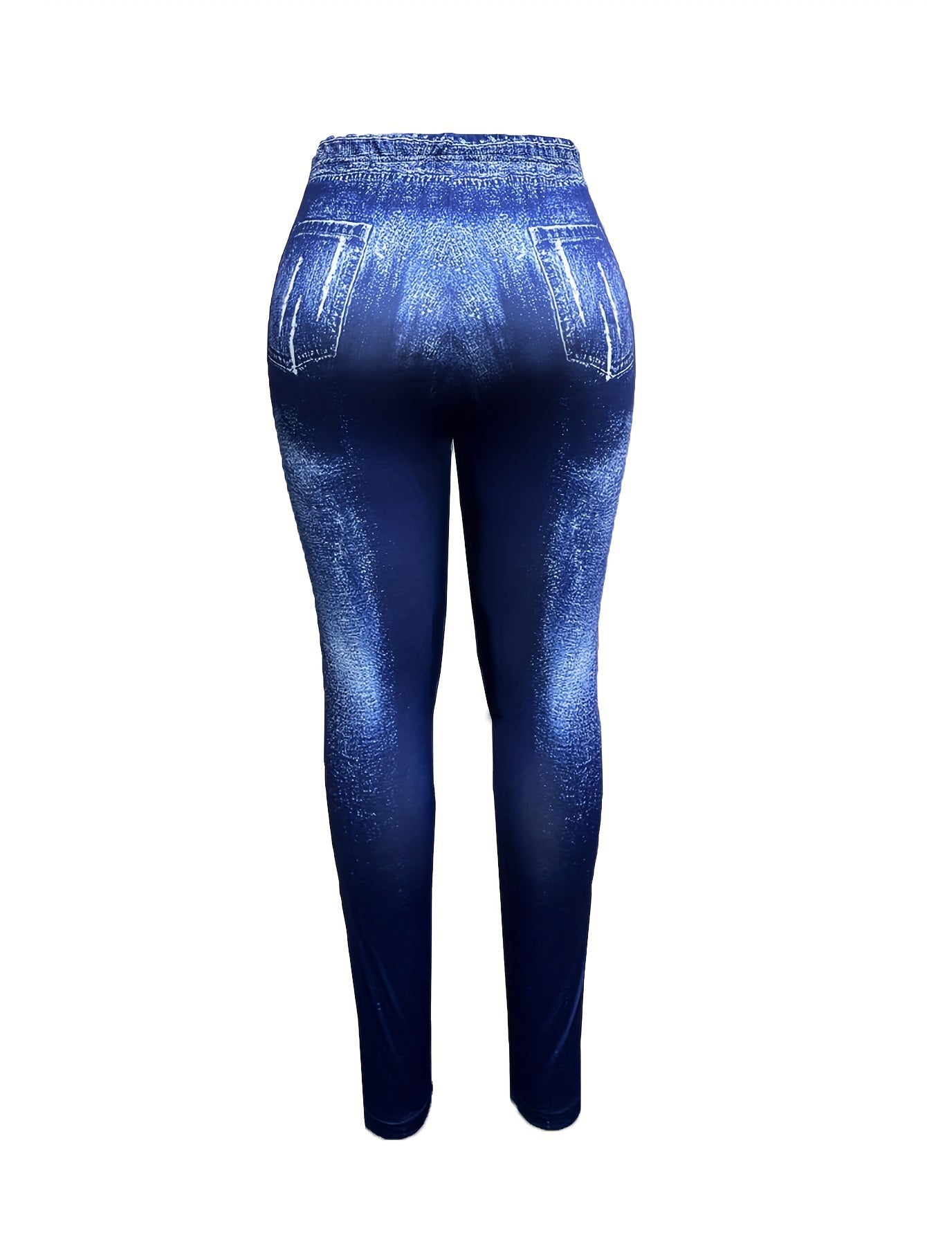  Denim Print Stretch Skinny Trousers