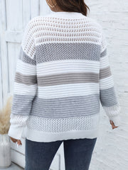  Colorblock Casual Sweater Long Sleeve Round Neck Jumper