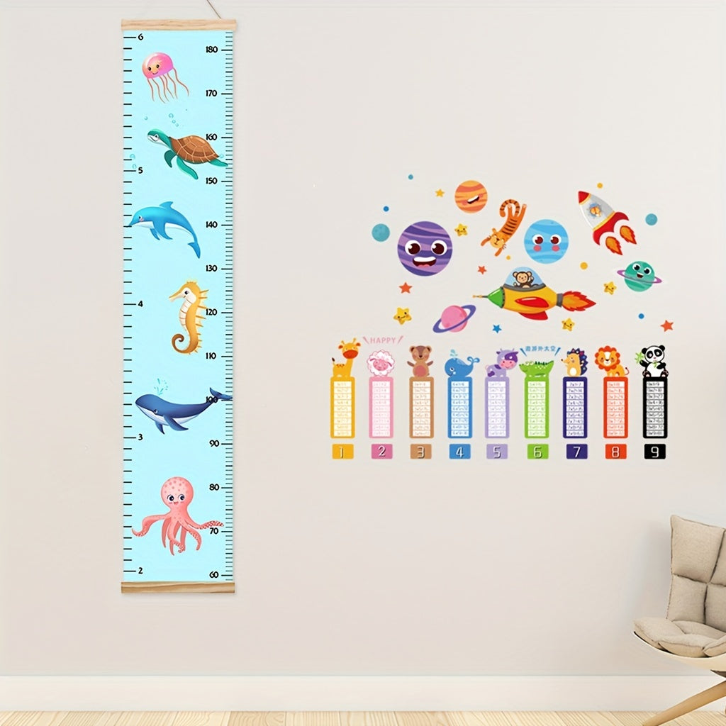 Sea World Canvas Growth Chart Kids Room Wall Decor