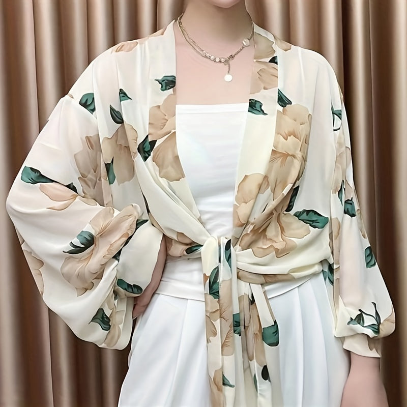 Flower Print Chiffon Shawl Sunproof Wrap UV Protection