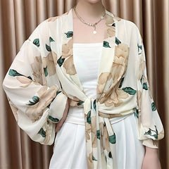 Flower Print Chiffon Shawl Sunproof Wrap UV Protection