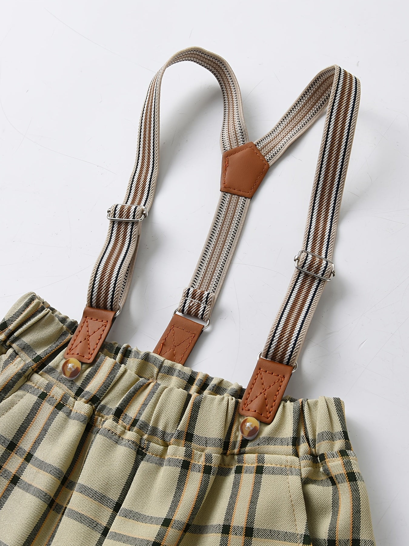 Boys Plaid Suspender Shorts Casual Kids Clothes