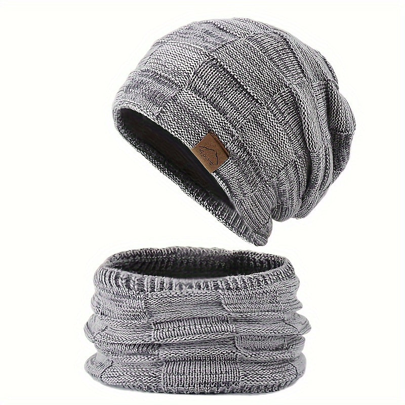 Winter Beanie Hat & Scarf Set Knitted Ear Protection Warm Hat Neck Gaiter