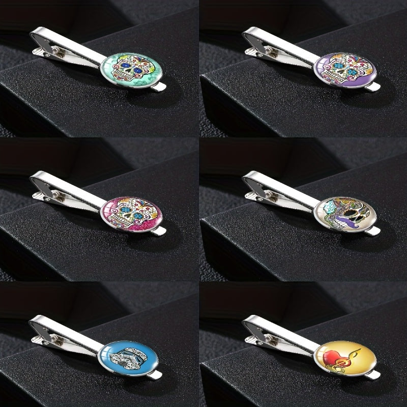Steampunk Sugar Skull Tie Clip French Shirt Buckle