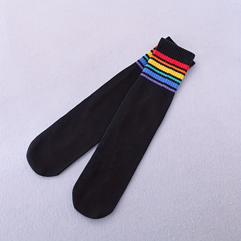Colorful Striped Knit Socks for Girls