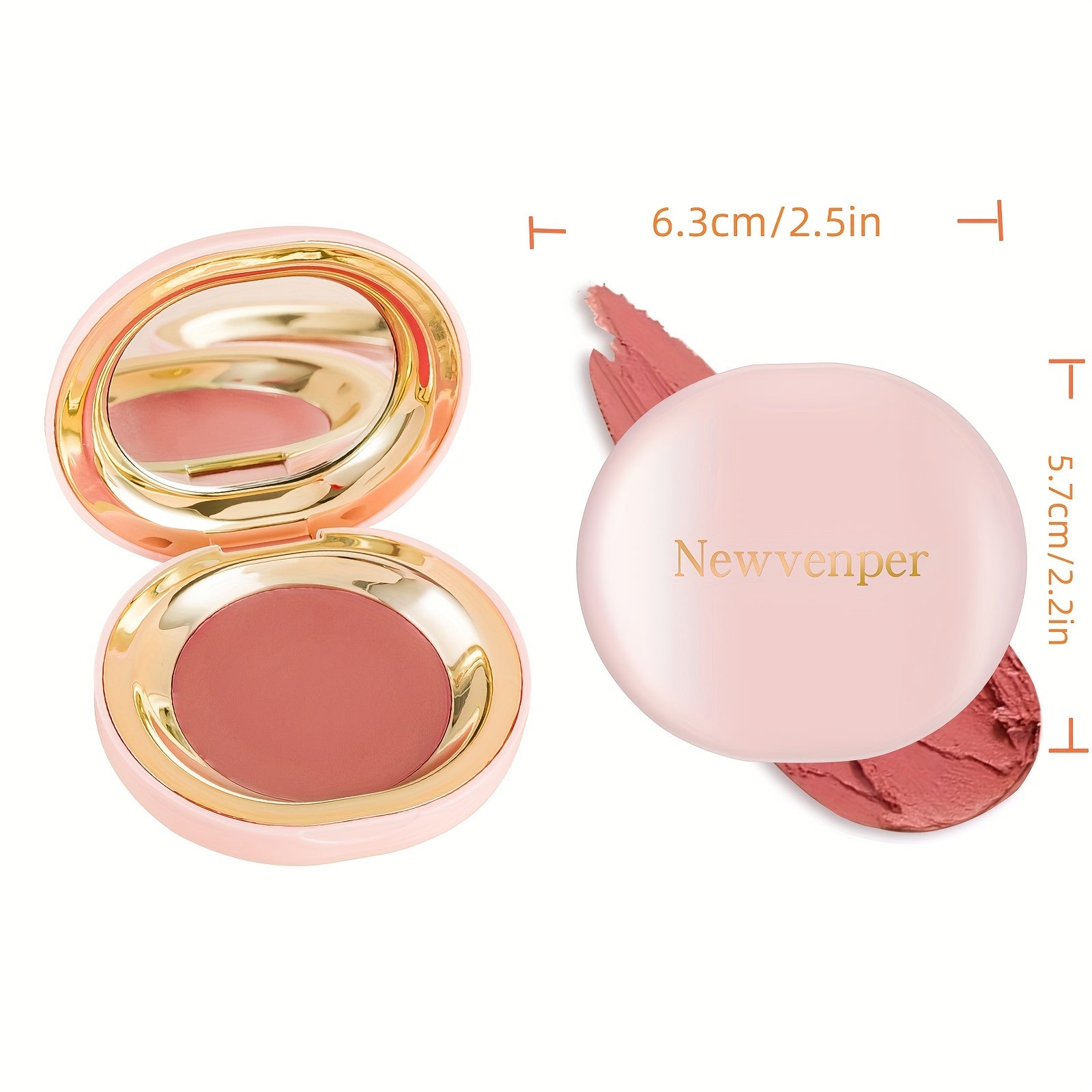 Waterproof 2-in-1 Cream Blush with Mirror for Cheeks Eyes Lips