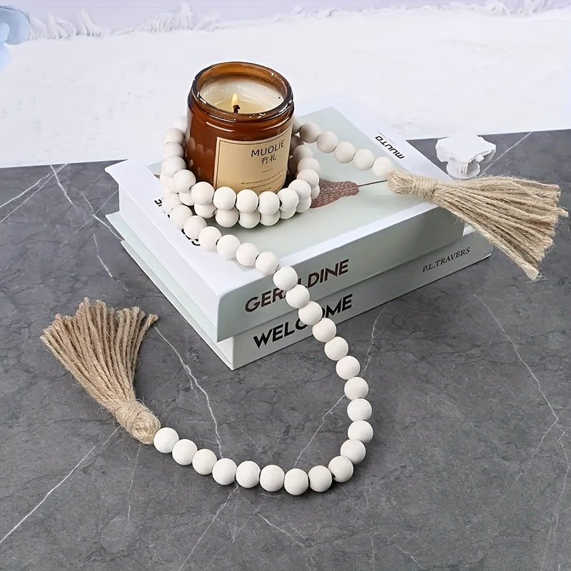 Wooden Beaded Wreath Tassels DIY Craft Farmhouse Decoration