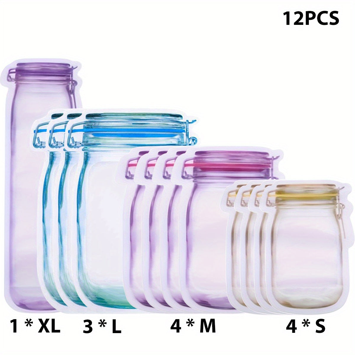 Reusable Mason Jar Bottle Bag Nut Cracker Snack Zipper Sealed Food Storage Bag