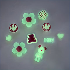 Luminous Shoe Charms Set for Crocs Clogs Slides Sandals Pink
