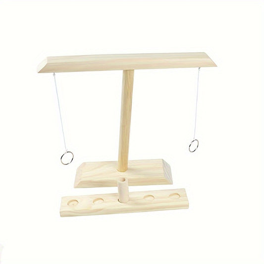 Wooden Ring Toss Hook Game with Ladder Fun Interactive Game