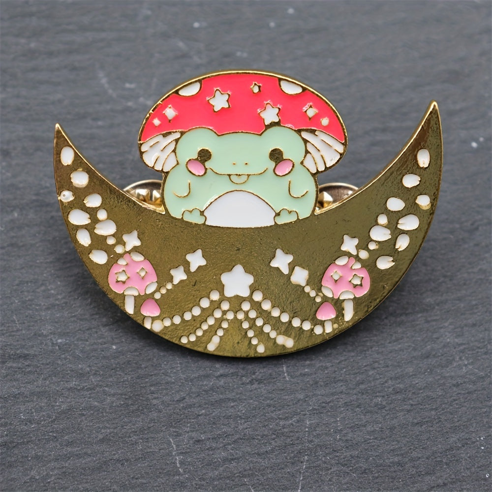 Creative Frog Mushroom Pattern Brooch for Men