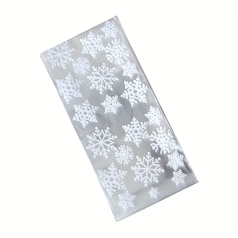 100pcs Snowflake Candy Bags Cellophane Gift Bags With Golden Ties
