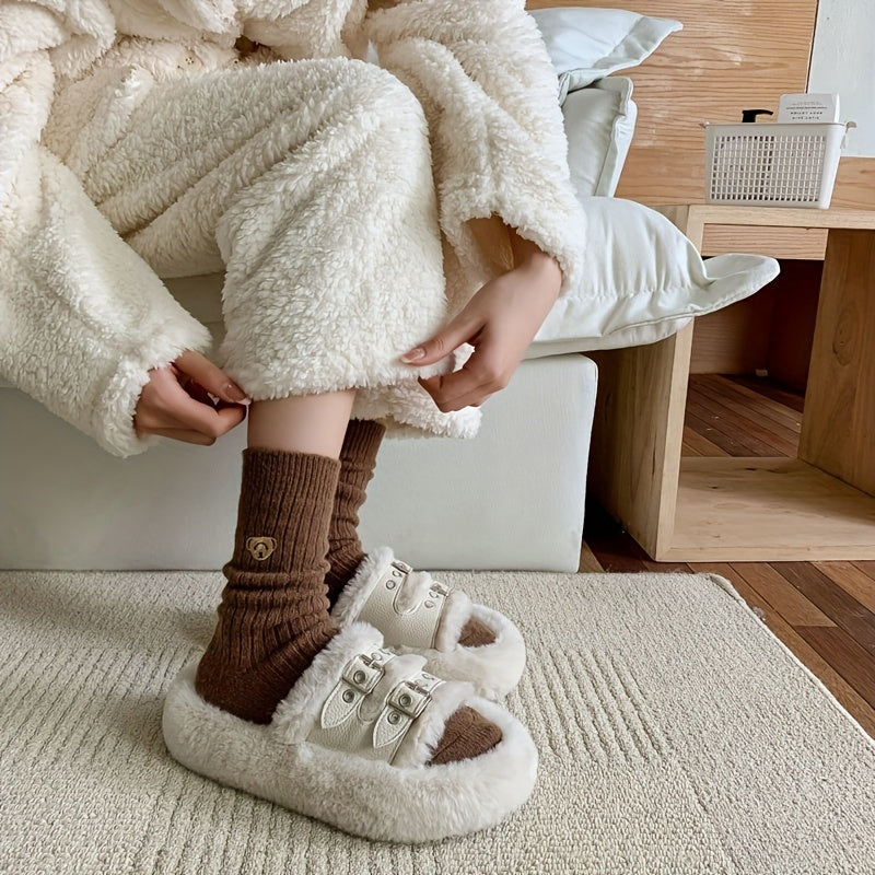 6 Pairs Bear Embroidery Socks Cute Crew Stockings