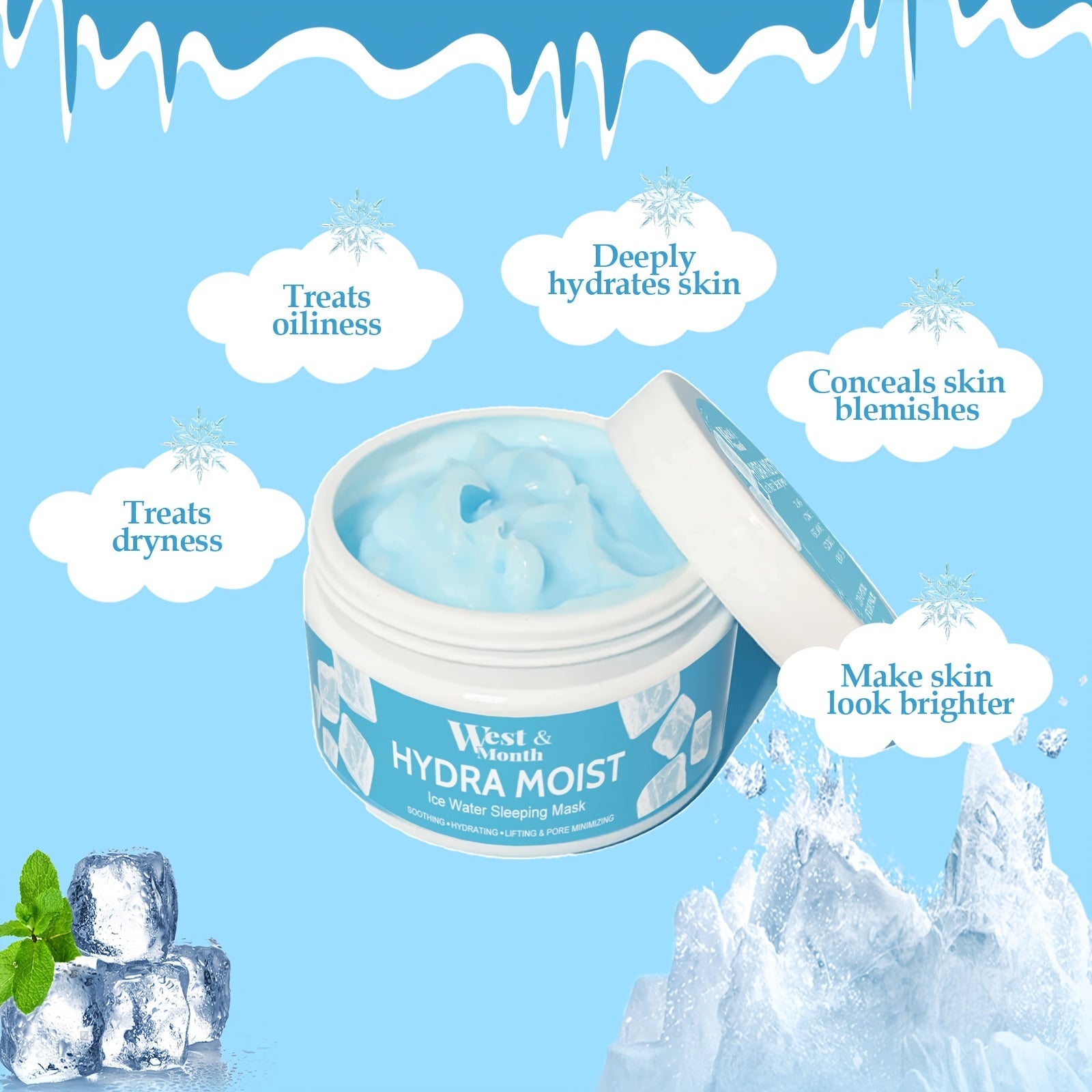 HYDRA MOIST Ice Water Sleeping Mask - Hyaluronic Acid Cream