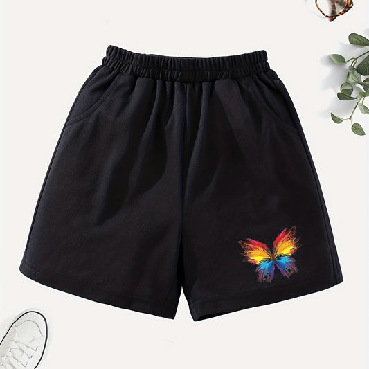 Girls' Butterfly Graphic Casual Shorts Outwear Elastic Waist Regular Fit
