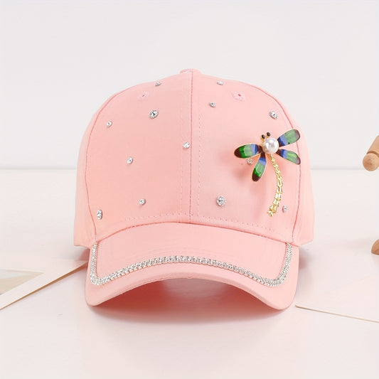 Rhinestone Dragonfly Summer Cap for Big Girls