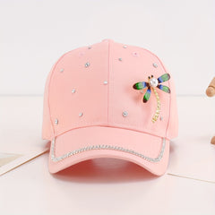 Rhinestone Dragonfly Summer Cap for Big Girls