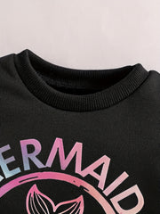 Mermaid Graphic Pullover & Pants Set - Baby Girl Casual Outfit