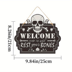 Skull Pumpkin Doorplate Witch Legs Doorplate Halloween Wooden Wall Hanging