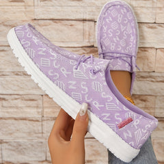 Women's Letter Graphic Slip-On Loafers Casual Walking Shoes