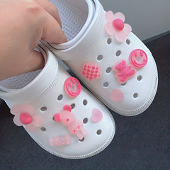 Luminous Shoe Charms Set for Crocs Clogs Slides Sandals Pink