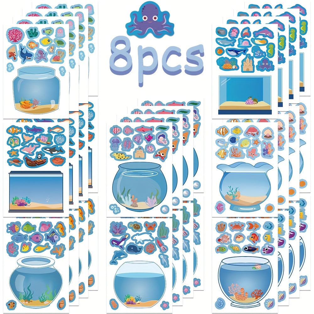 8pcs Dream Fish Tank Stickers Decals Party Favors Themed Game