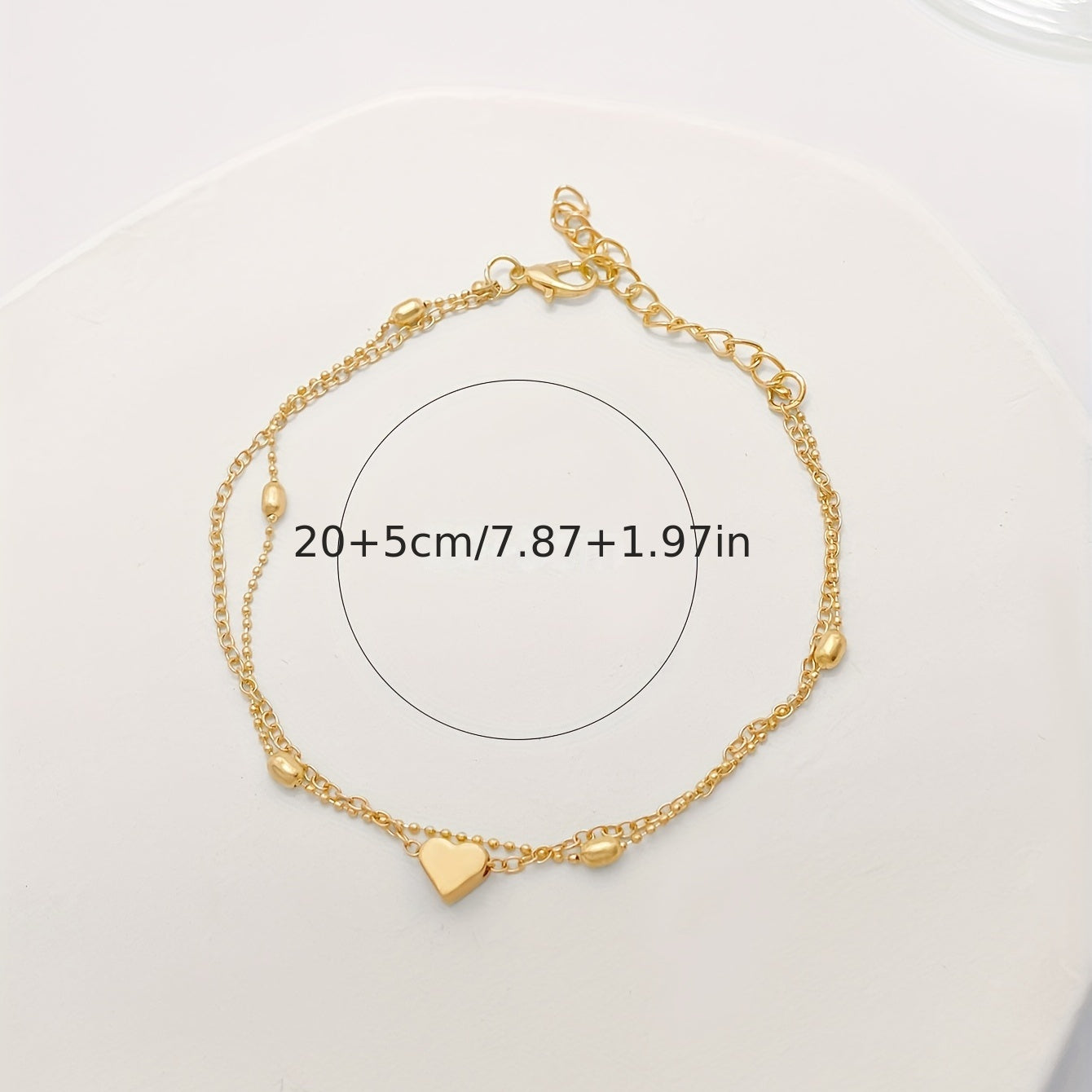 Mini Love Heart Thin Chain Anklet Double Layers Ankle Bracelet