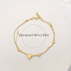 Mini Love Heart Thin Chain Anklet Double Layers Ankle Bracelet