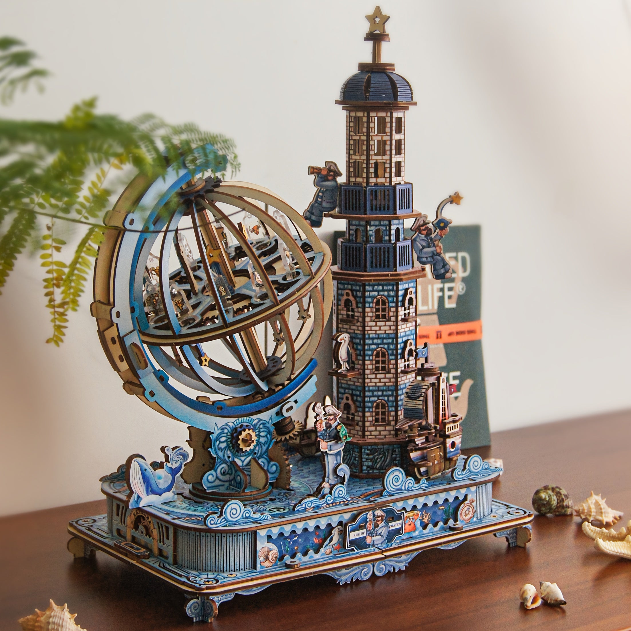 L kapopo 3D Wooden Globe Puzzle Music Box Earth Model Kit