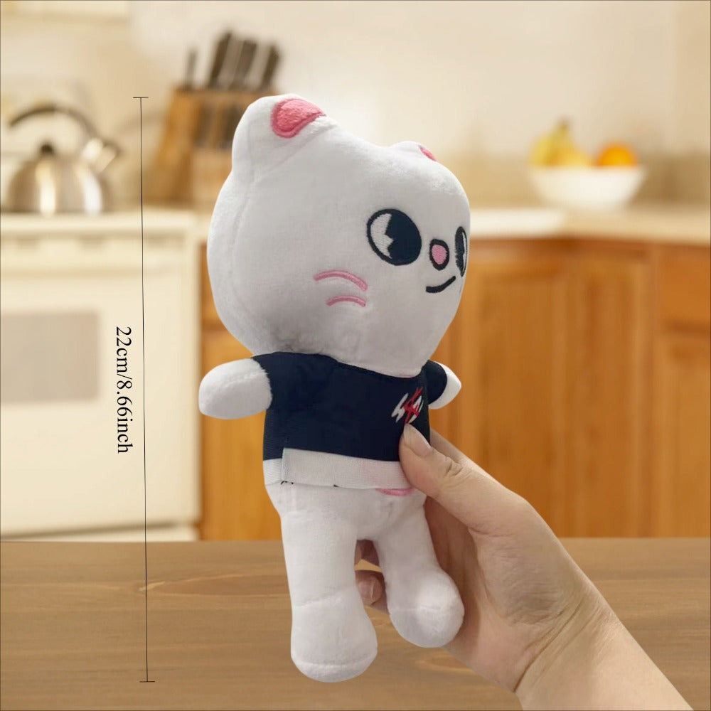 Soft Plush Bear Stuffed Animal Doll with Expressive Eyes & Pink Ears