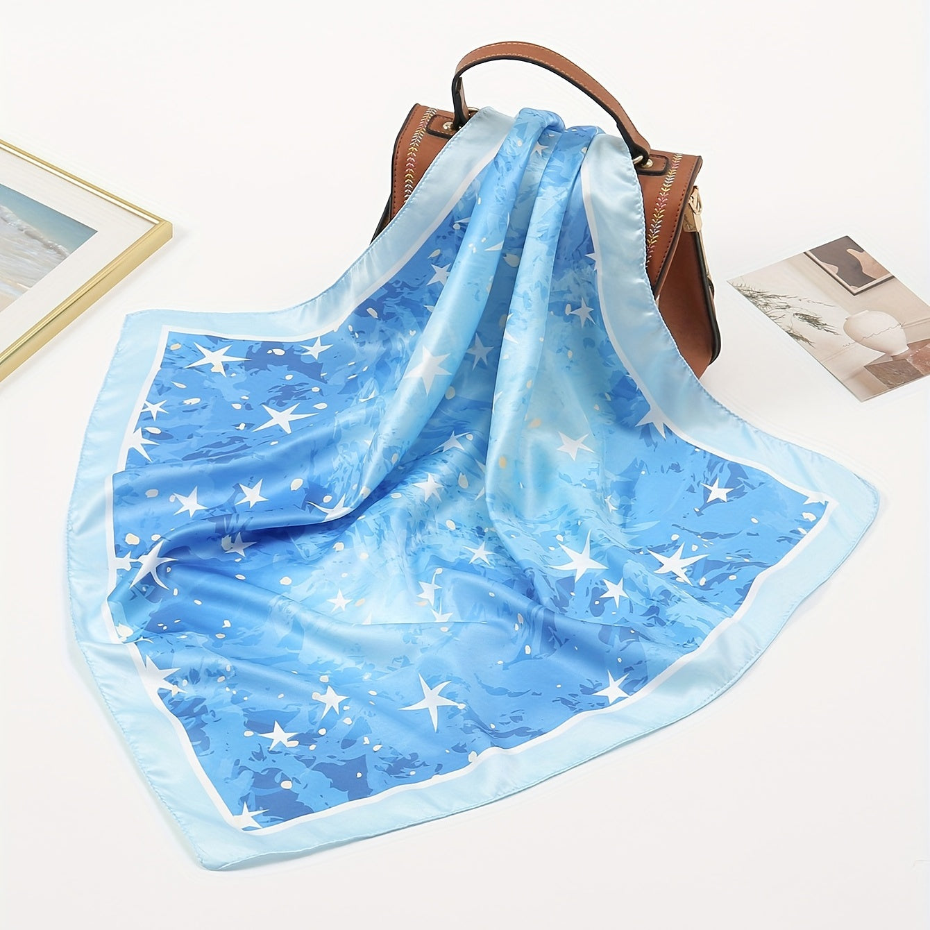 Stars Print Bandana Casual Square Scarf Women Neckerchief Head Wrap
