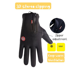 Winter Warm Gloves with Zipper Non-slip Touch Screen Outdoor Sports