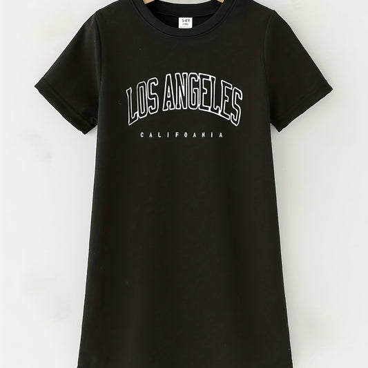 Toddler Girls Letter LOS ANGELES T Shirt Dress