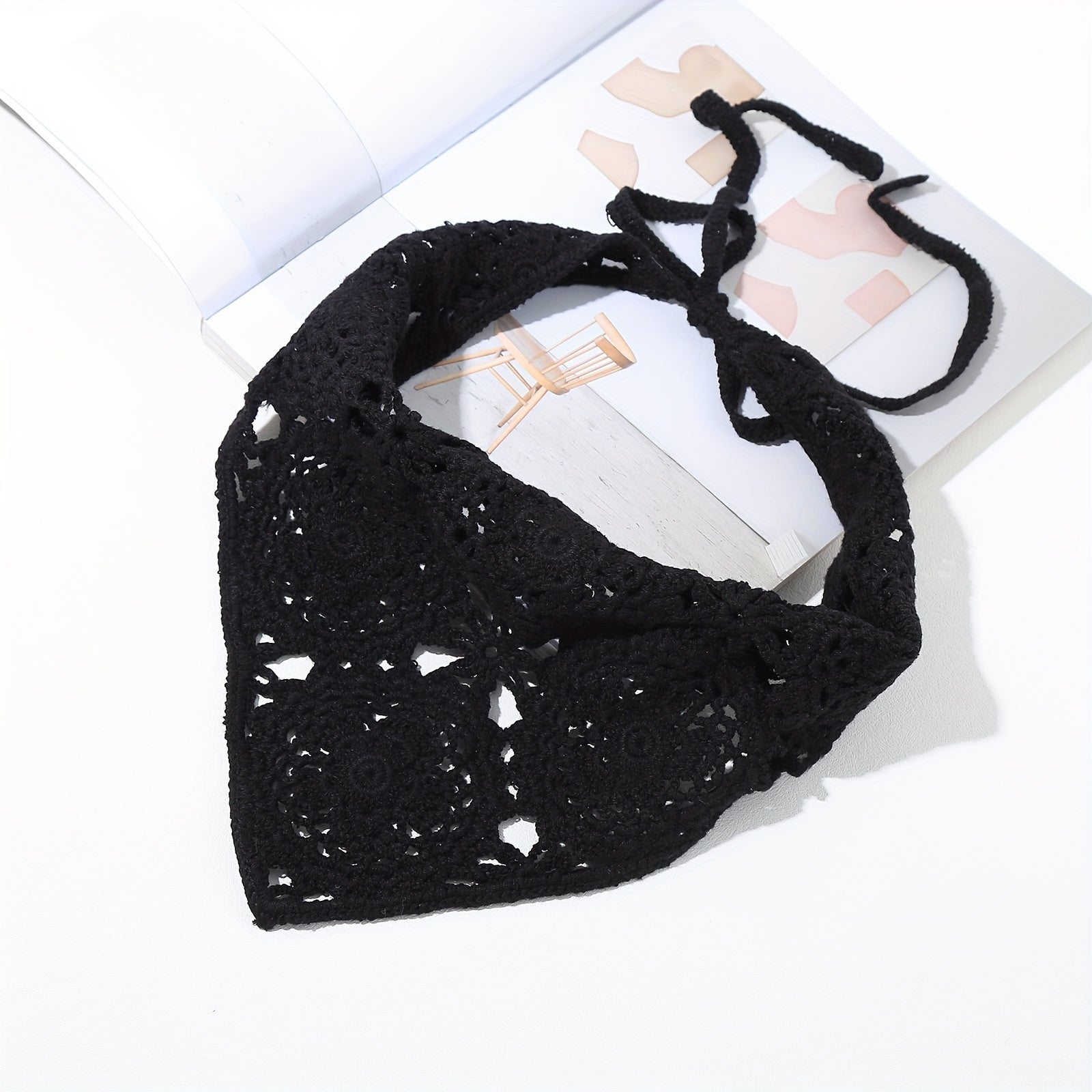 Boho Crochet Triangle Bandana Headband Hair Accessory
