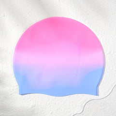 Gradual Change Swimming Cap Ear Protection Durable Waterproof Elastic Cap