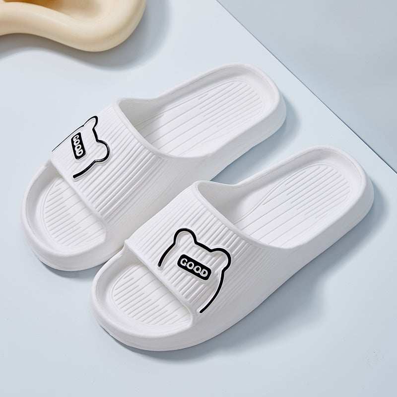 Women's Solid Slippers Open Toe Non slip Flat Indoor Bathroom Shoes
