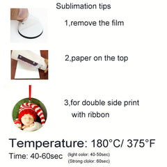 10pcs Sublimation Round Ornament Blanks with Red Ribbon Double Sided