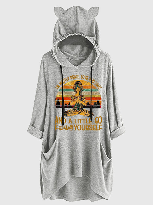 Graphic Print Drawstring Loose Hoodie Casual Hooded Pocket Sweatshirt
