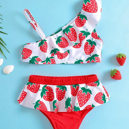 2pcs Strawberry Bikini Girls Beach Swimwear Summer Bathing Suits