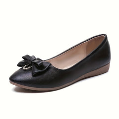Women's Bowknot Flat Shoes Pointed Toe Slip On Ballet Flats