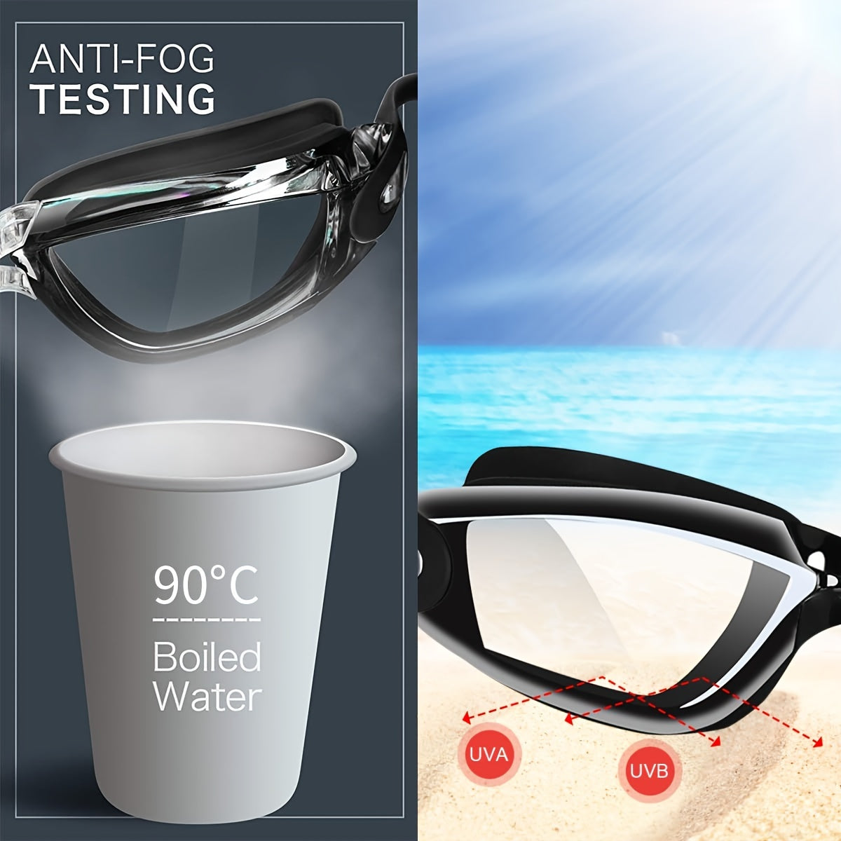 Swim Goggles Set with Nose Clip & Ear Plugs