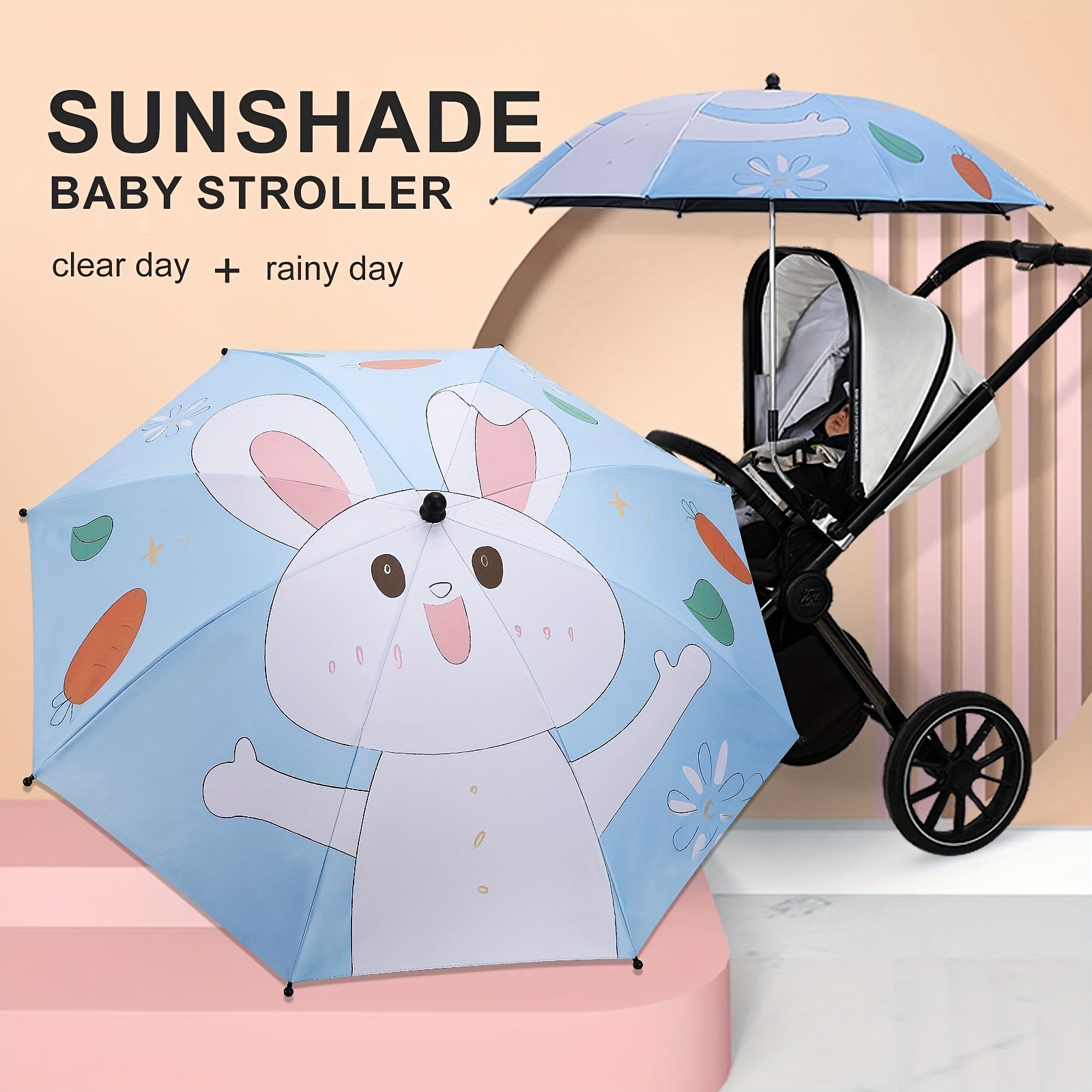 Baby Stroller Parasol Sunshade Outdoor Rain Umbrella