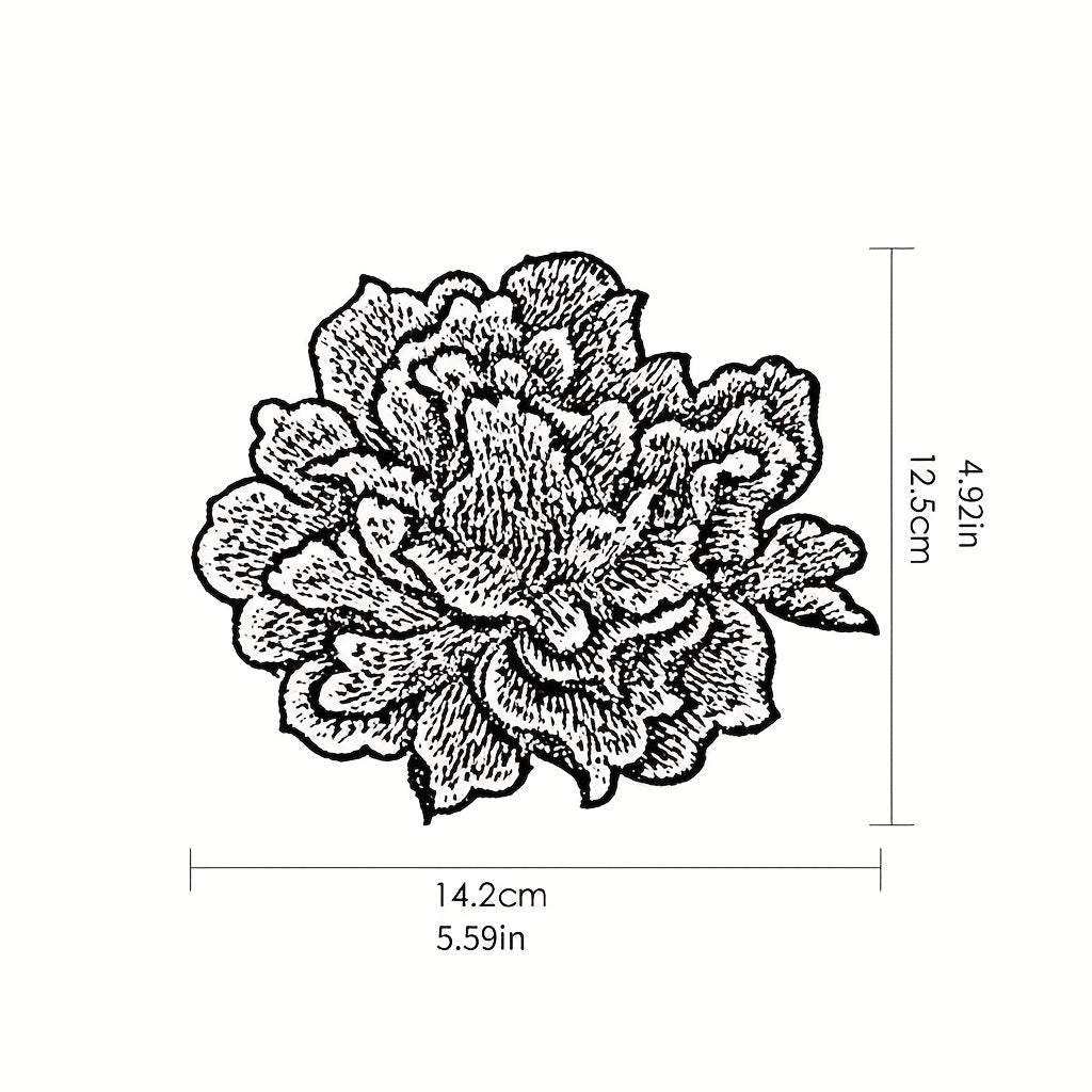 Peony Floral Sewing Patches Embroidered Appliques DIY Clothing Jackets