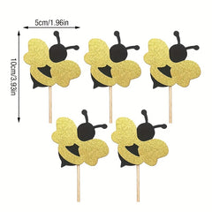 5pcs Happy Birthday Baby Bee Cake Insert Decoration