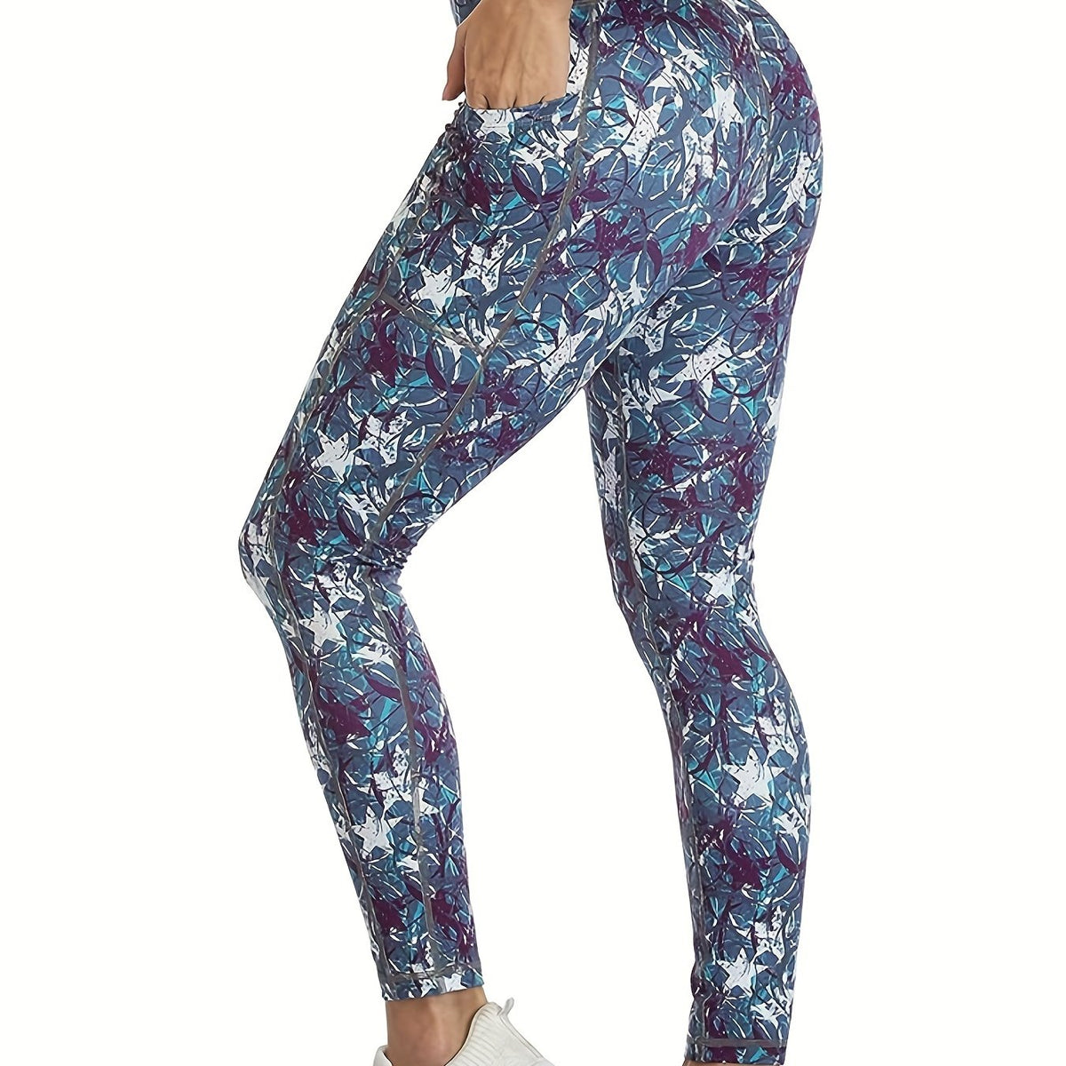 Star Graphic Yoga Leggings High Waist Workout Running Gym Pants Women's