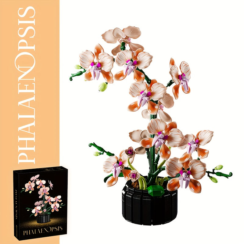 Orchid Building Blocks with Vase - Creative Room Decoration