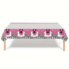 Pink Happy Birthday Tablecloth Princess Themed Party Supply Wedding Tea Party